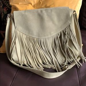 Brand New Suede Sage Green Fringe Bag